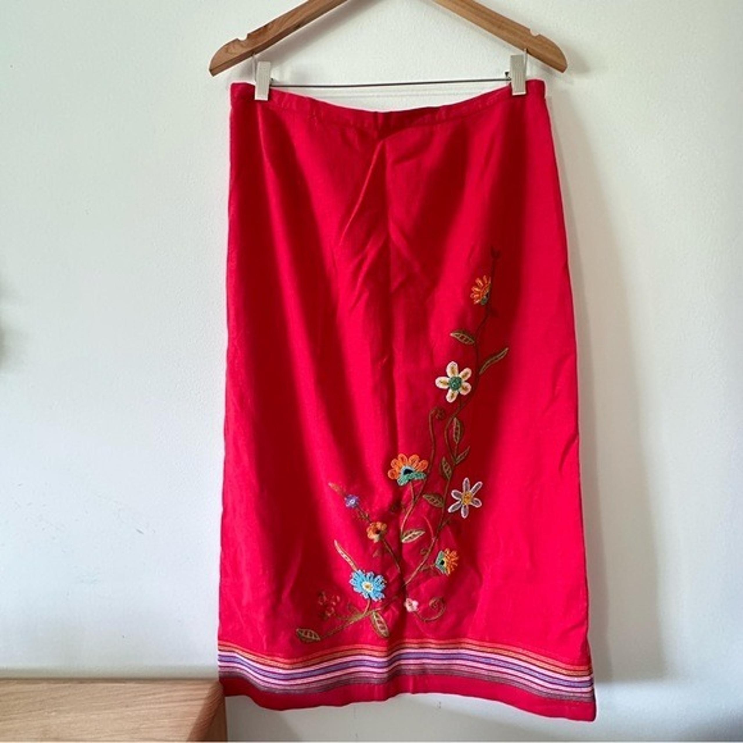 Ruby Rd. Embroidered Floral Beaded Maxi Skirt