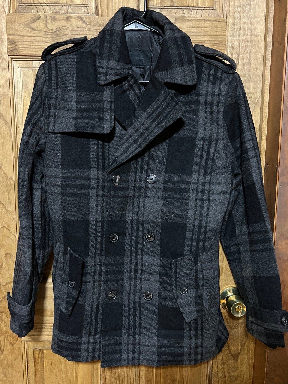 Mens Jack&Jones New Winter Heavy Wool Button Up Coat