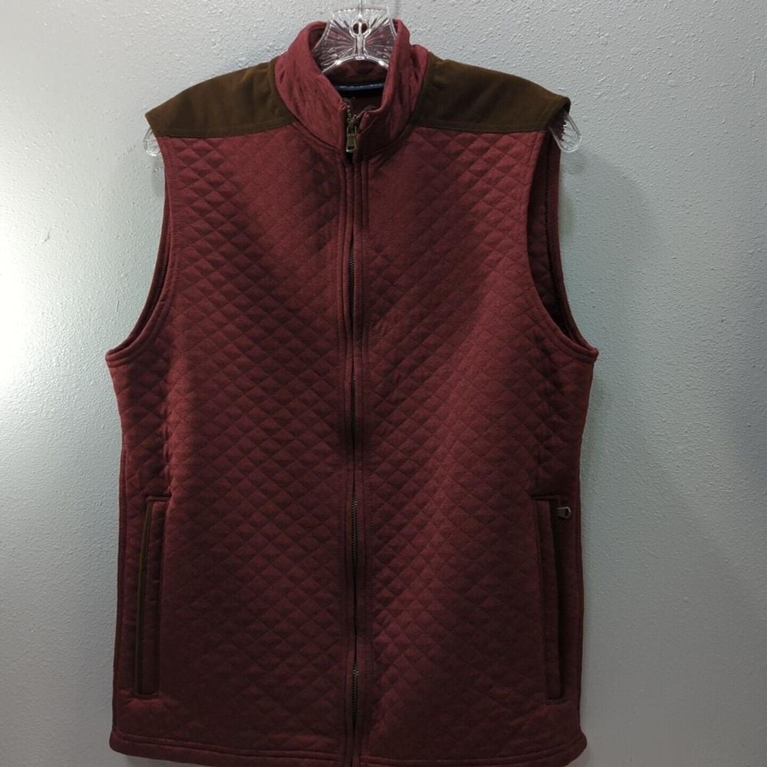 Cremieux Blue Label Men's Small Solid Maroon Quilted Full Zip Vest J20