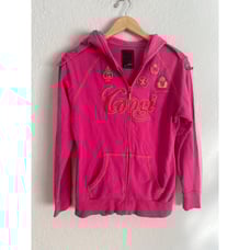 Coogi Luxury Pink Gold Hoodie Full Zip Front Medium Embroidered Logo Streetwear