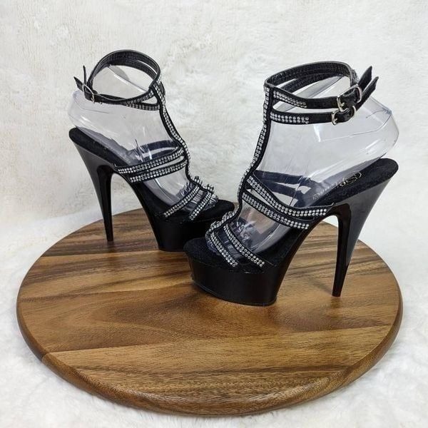 Pleaser Women’s 7 Delight 697 6” Platform Dancer Heels Open Toe Ankle Wrap