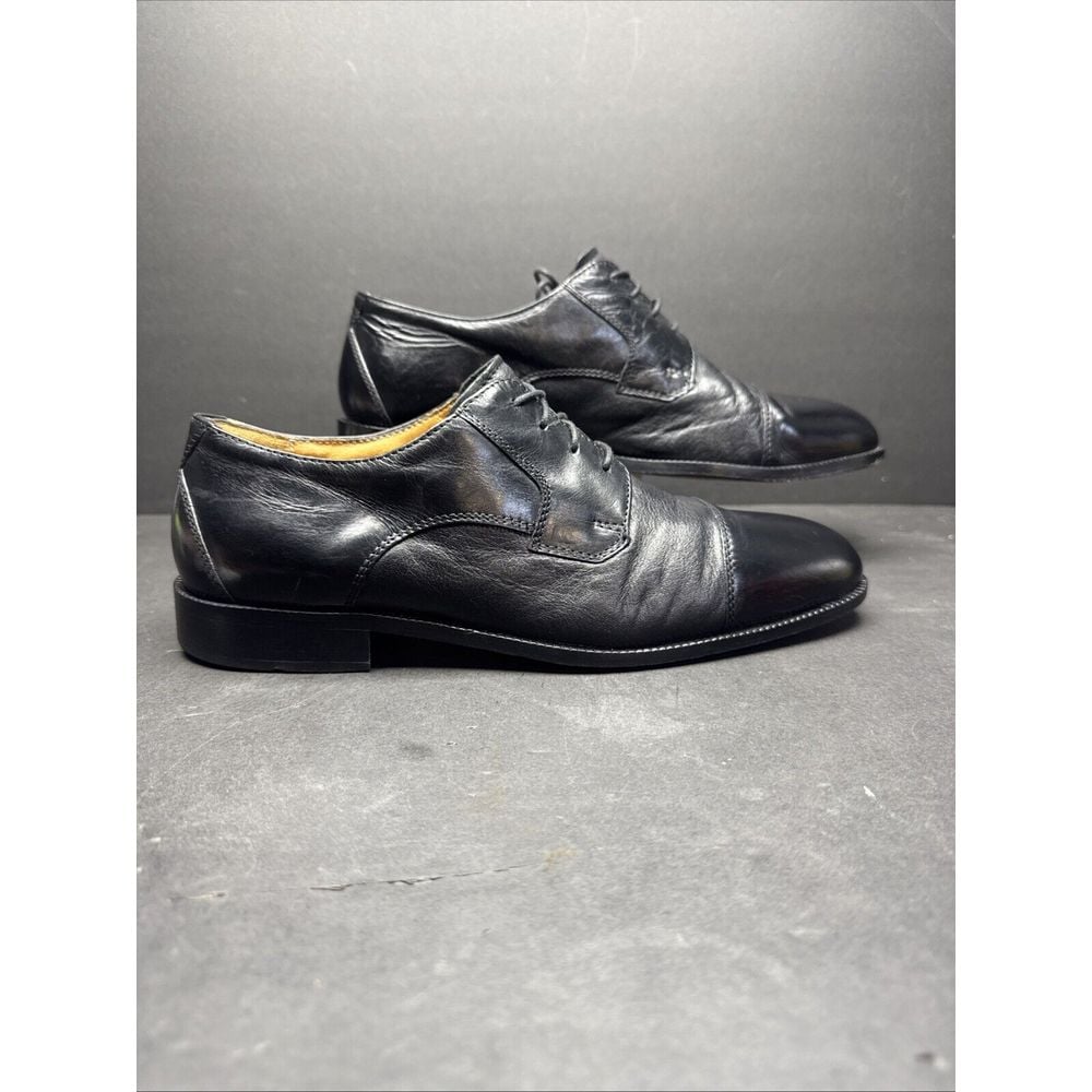 Pronto Uomo 8.5? Men's Black Oxford Shoes In Box Wide Width Italy Leather