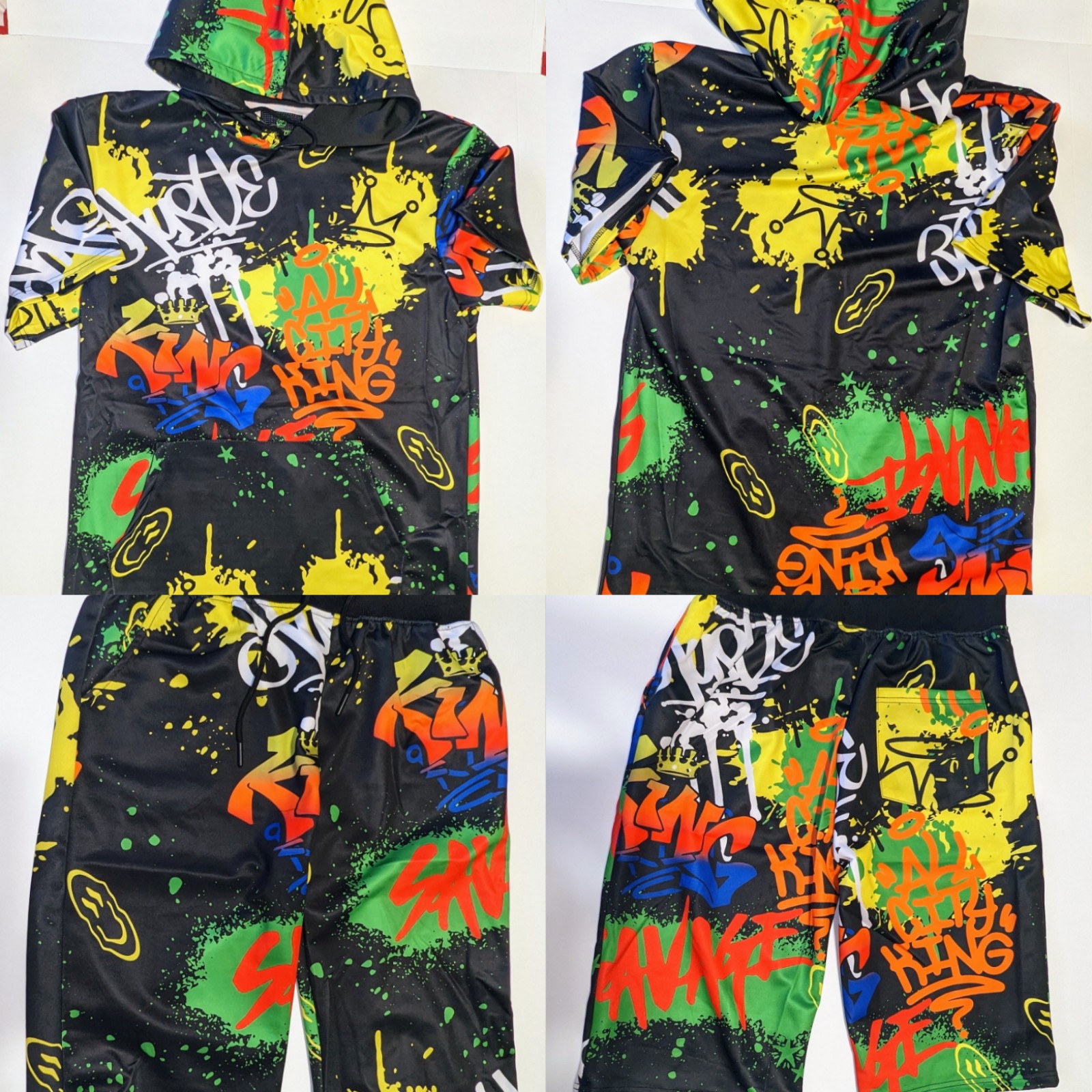 Big Men's 5X Grafitti Effect Short Set