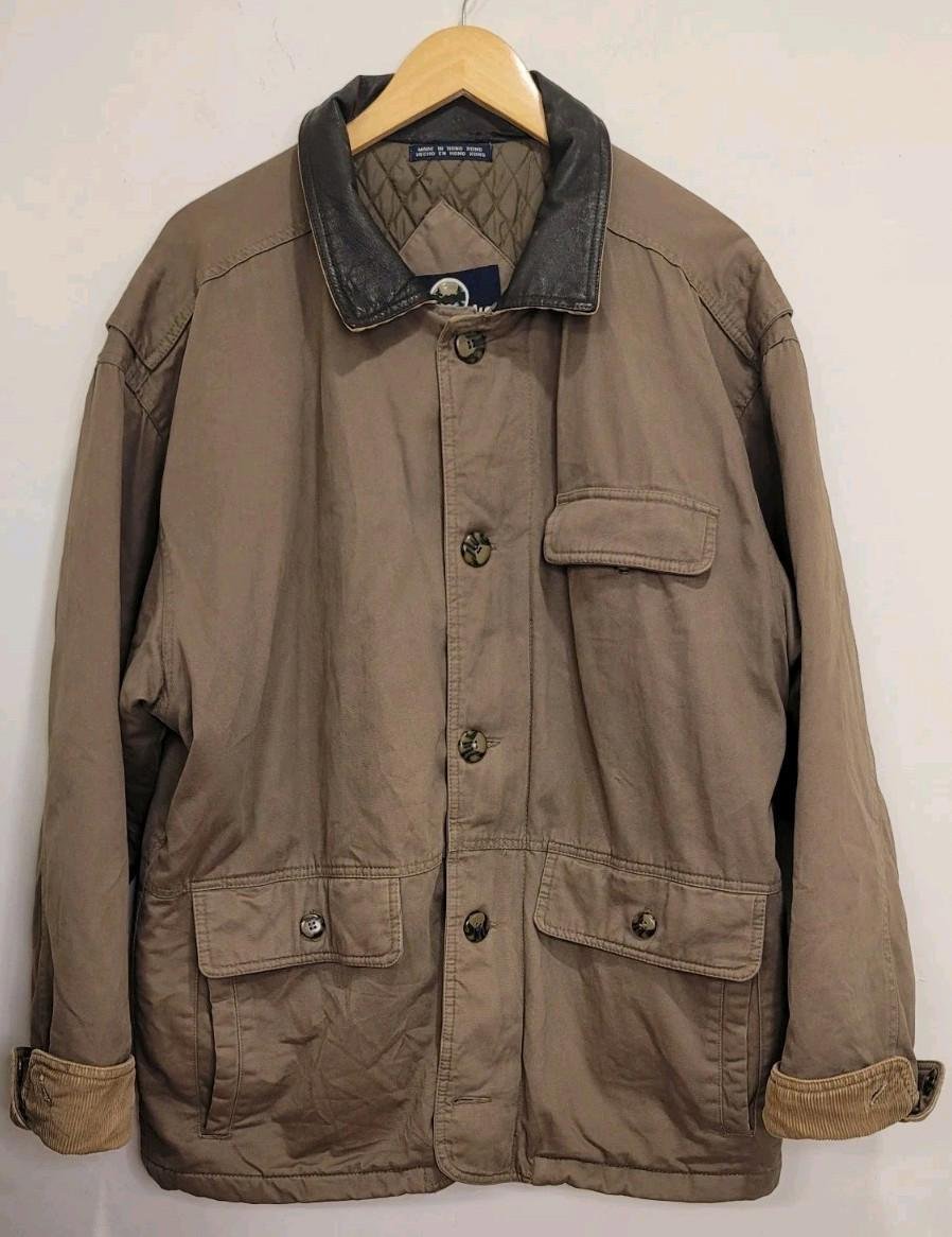 Woodlake Men's Barn Coat Large Vintage Chore Coat Quilted Lined Corduroy Accents