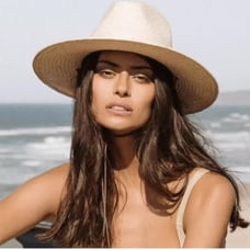 NWT New Will + Bear Rider Bone White Palm Straw Hat Adjustable w/Lanyard. Small