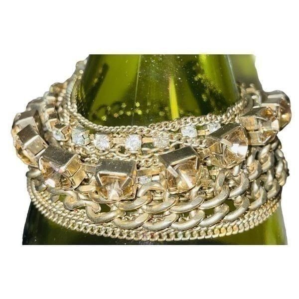 Vintage 12 Strand Rock Star Mixed Metal & Crystal Bracelet