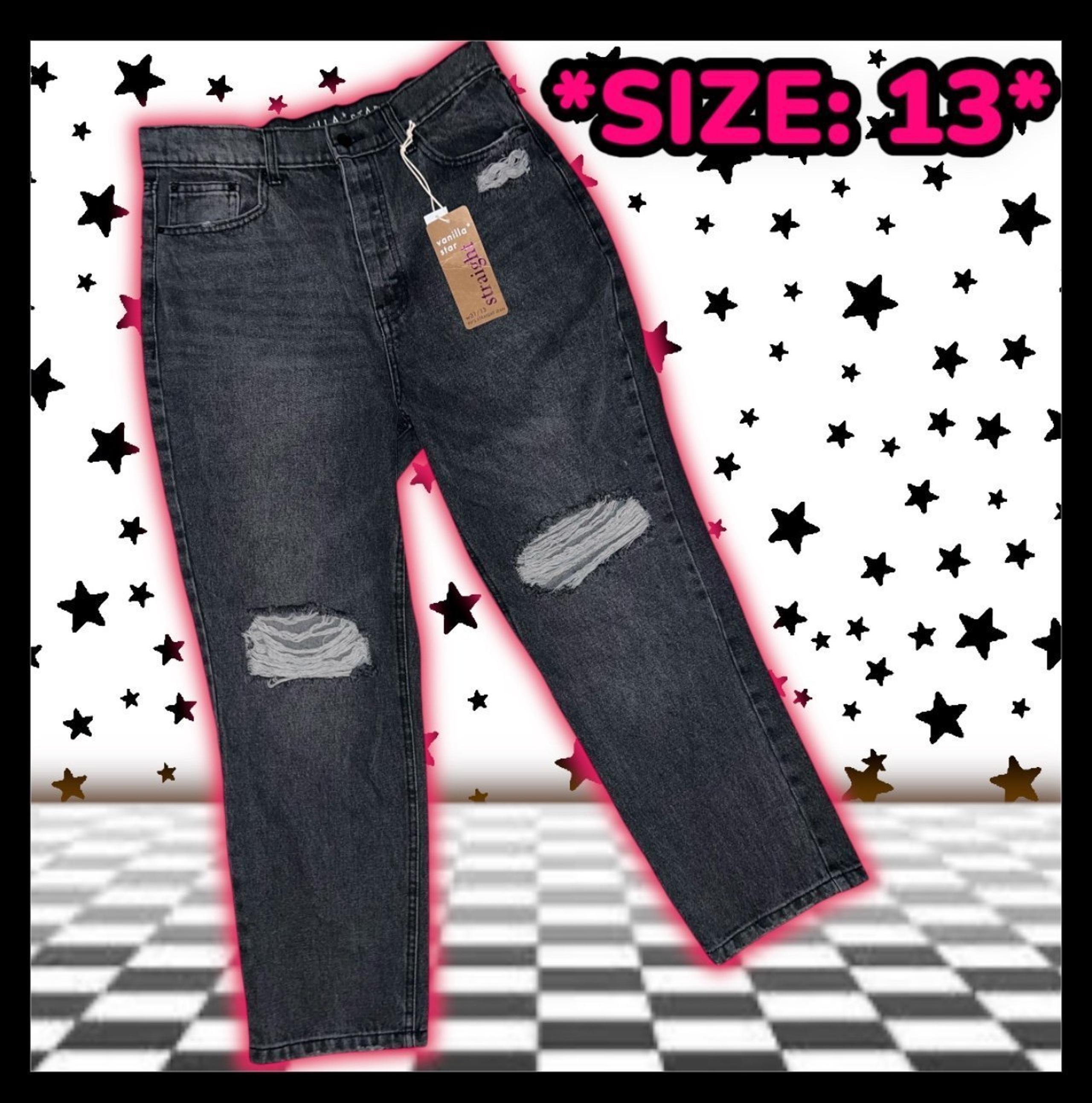 NWT: Vanilla Star - Black 90'S Straight Jean. Wide Leg Denim (SIZE: 13).MSRP:$44