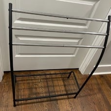 Large Freestanding 3 Hanging Bar Towel Rack with Bottom Shelf, Black