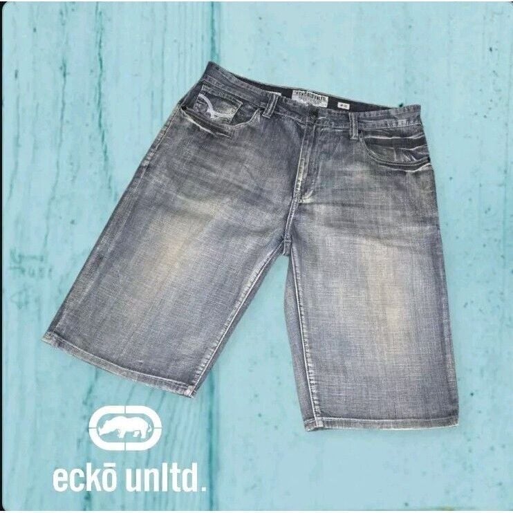 Ecko Unltd Men's Jean Shorts Relaxed Fit Hang 'Em High Baggy Denim Y2K 37x13.5