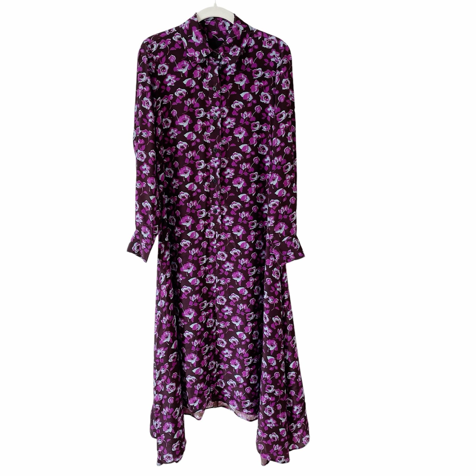NO. 6 Campden Dress Size 1 / Small 100% Silk Floral Shirt Dress Midi Designer