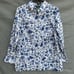 Lauren Ralph Lauren 100% Cotton Blue White Floral Button Down Blouse Shirt Sz 1X