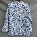 Lauren Ralph Lauren 100% Cotton Blue White Floral Button Down Blouse Shirt Sz 1X
