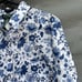 Lauren Ralph Lauren 100% Cotton Blue White Floral Button Down Blouse Shirt Sz 1X