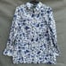Lauren Ralph Lauren 100% Cotton Blue White Floral Button Down Blouse Shirt Sz 1X