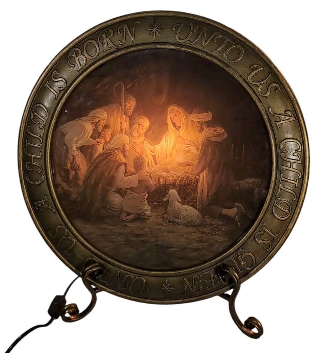 Robert Stanley Light- up Nativity Unto Us a Child is Born with Stand