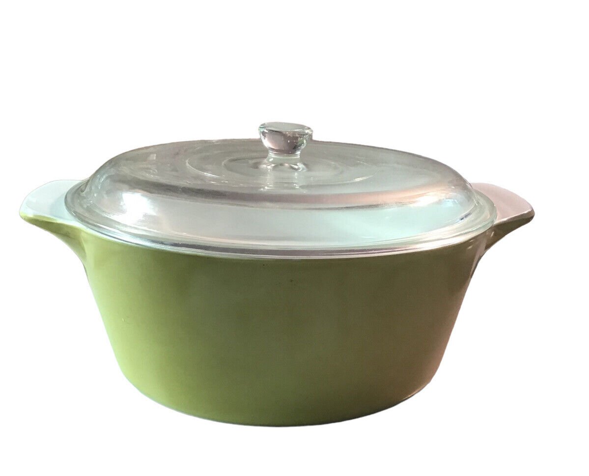 Vtg Yellow Corning Ware B-4-B Dutch Oven 4 Qt Round Casserole 5210 Fire King Lid