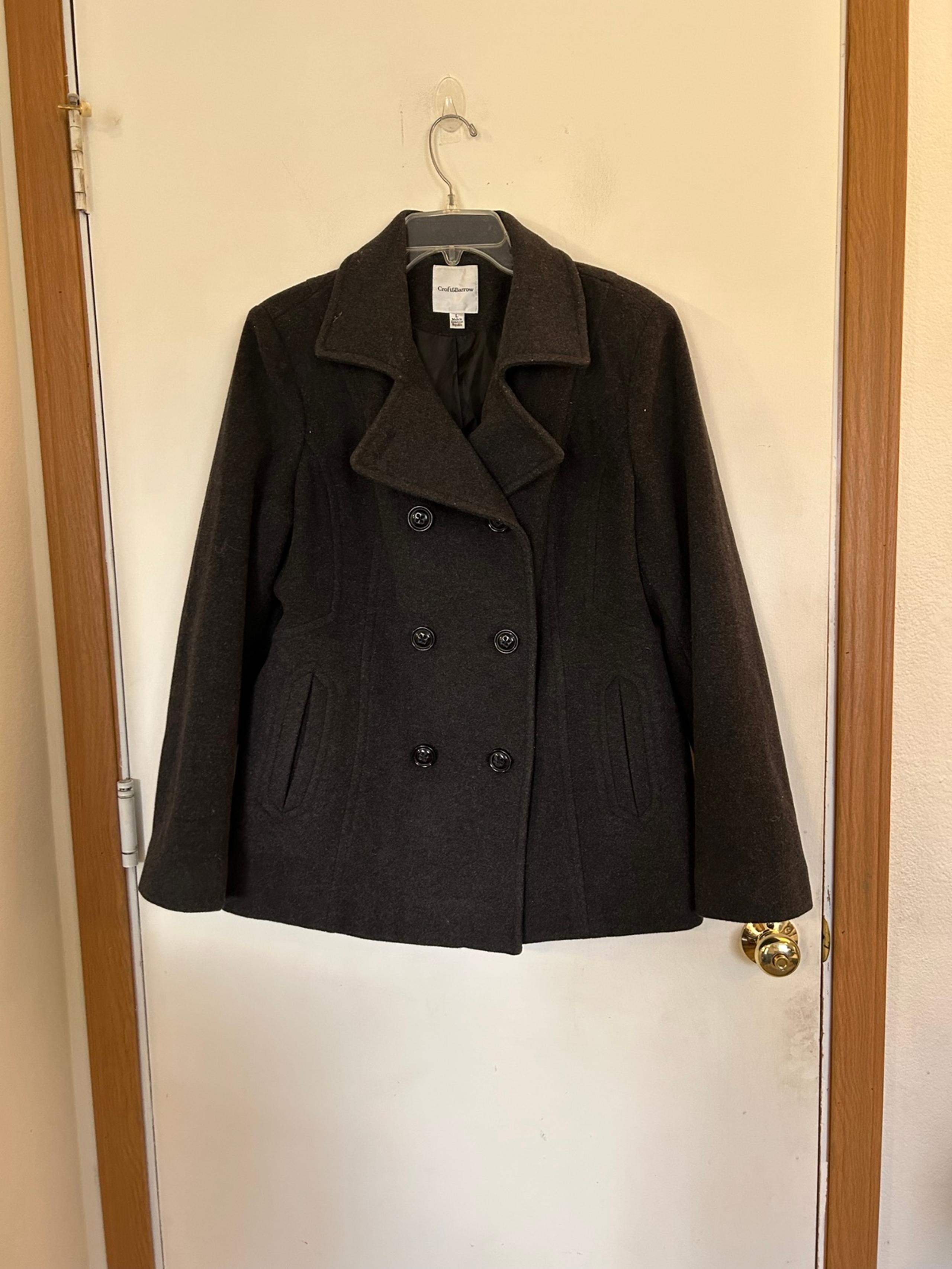 Croft & Barrow Large dark gray wool blend pea coat