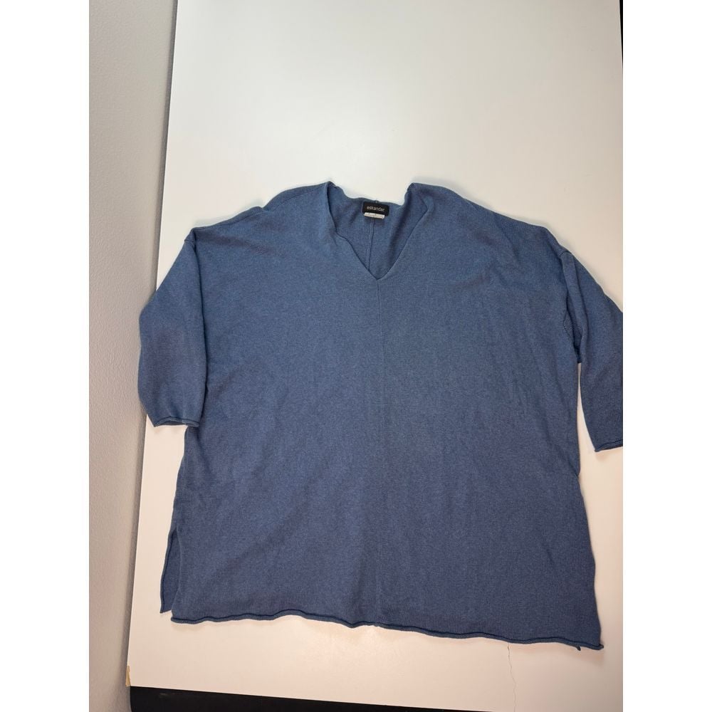 Eskandar Luxury Blue Cashmere Silk Blend Sweater Casual Comfort Oversize
