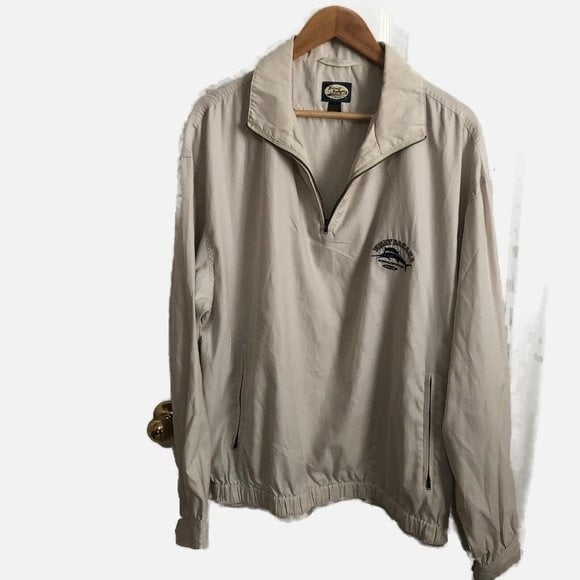 Tommy Bahama Men Tan Bungalow Brand Windbreaker Relax Jacket Size L. Pre-Owned