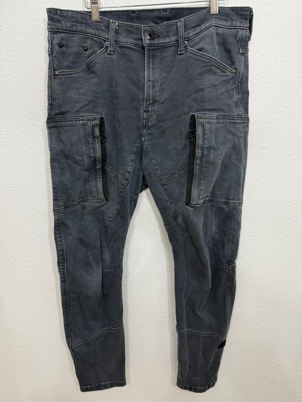 G-Star Raw Denim Gray Cargo 3D Skinny Jeans 34x32 Tapered Leg