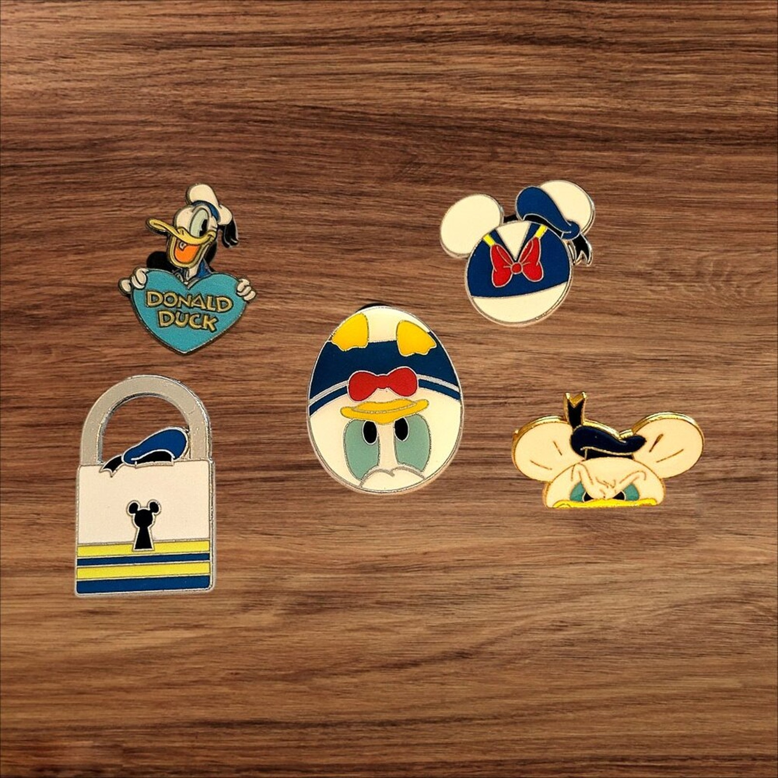5 Donald Duck Disney Parks Trading Pins, Plus 2 Bonus Pins