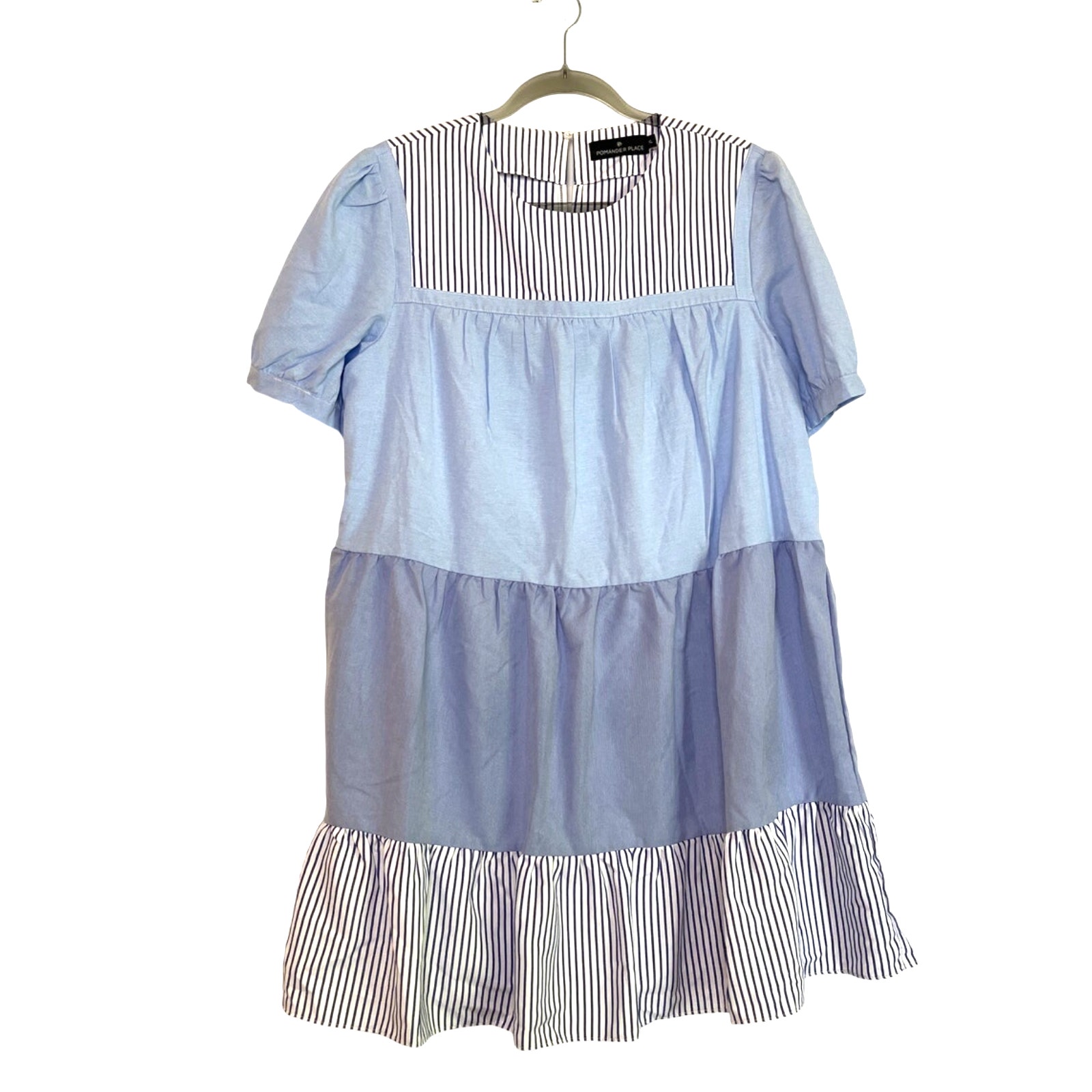Pomander Place Tuckernuck Quinn Swing Tiered Dress Size XL Blue Coastal NWOT