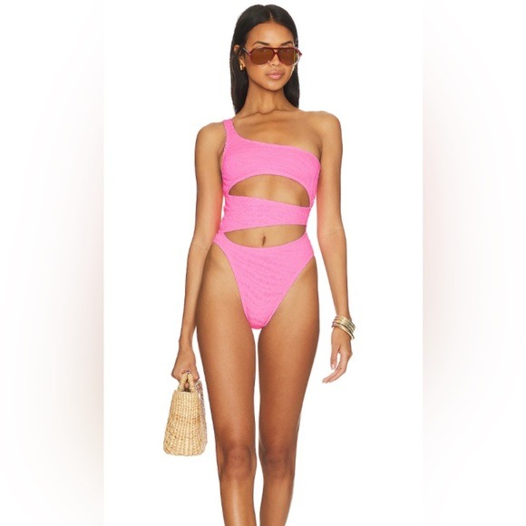 Bond-Eye Pink Tiger Print Rico Cutout One-Shoulder One Piece One Size Fits Most