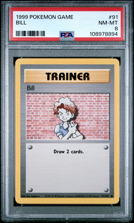 PSA 8 - Pokemon Card - Base 91/102 - BILL (common) - NM-MT