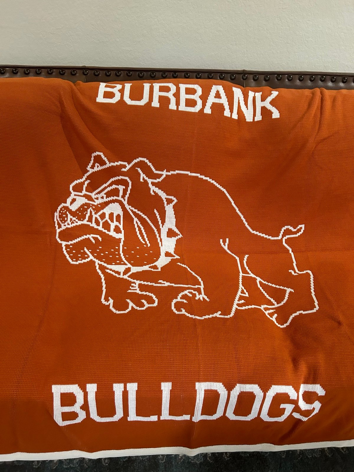 Vintage Burbank Bulldogs Oversized Blanket, Acrylic, 67”x60”