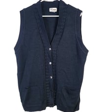 Vintage 90s Long Sweater Vest Women Large Black Oversized Shirt Jacket Top 14 L