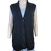 Vintage 90s Long Sweater Vest Women Large Black Oversized Shirt Jacket Top 14 L