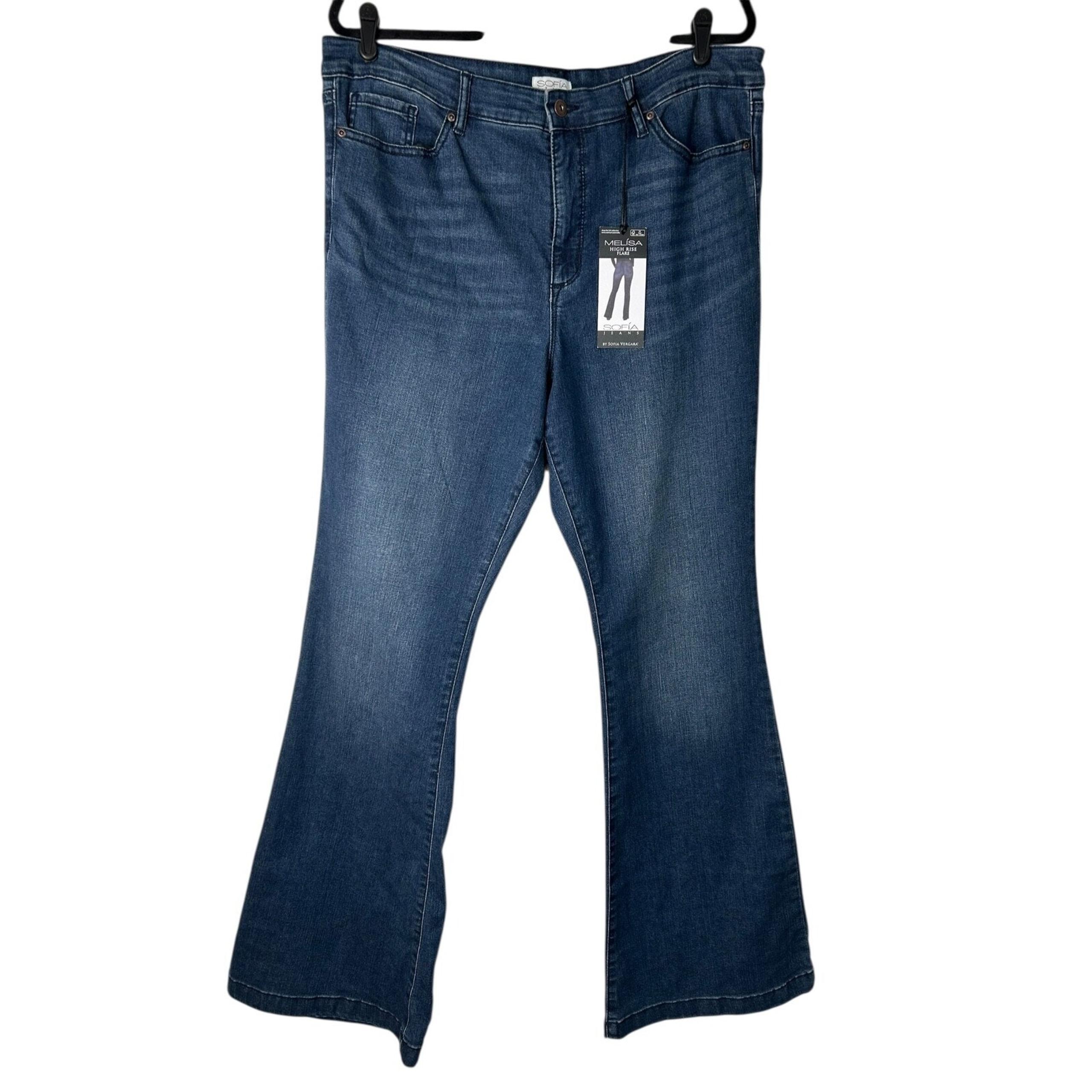 Sofia Jeans by Sofia Vergara Womens Size 18 Melisa High Rise Flare Blue Wide Leg