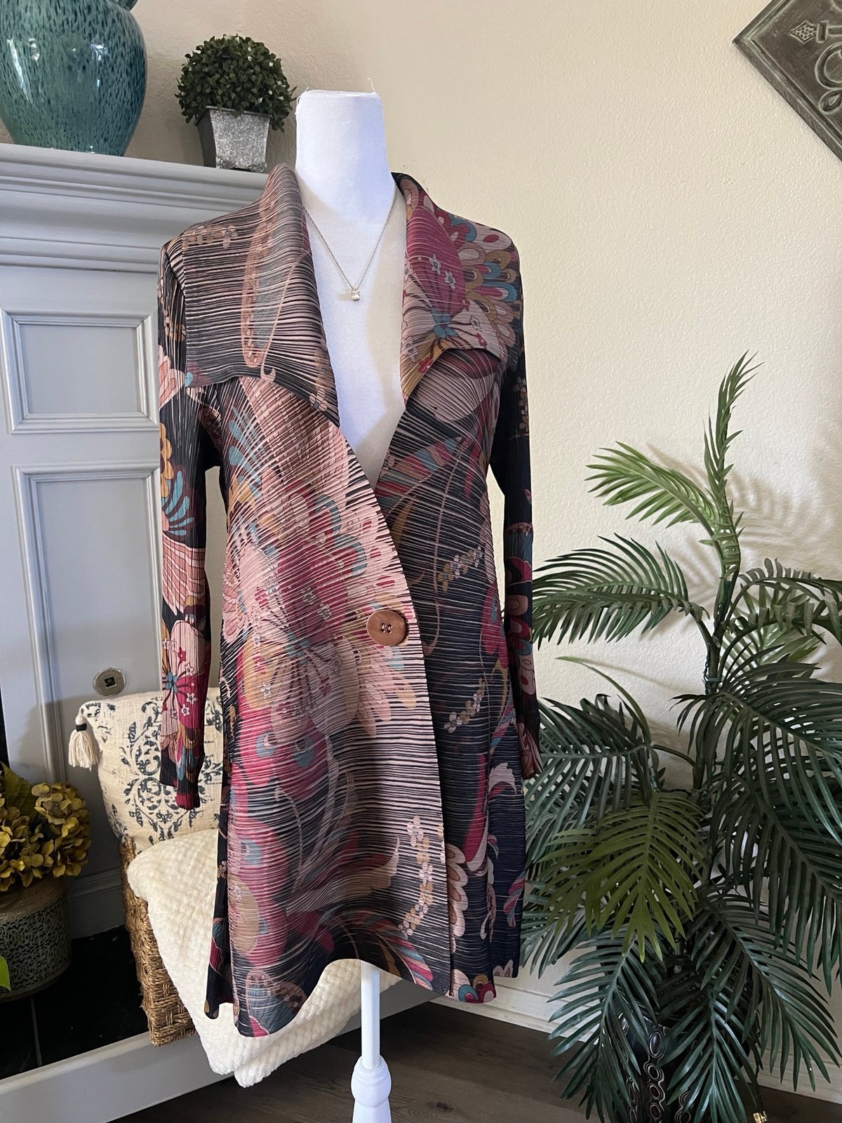 NWT Vintage Long Floral Cardigan Jacket Size XL
