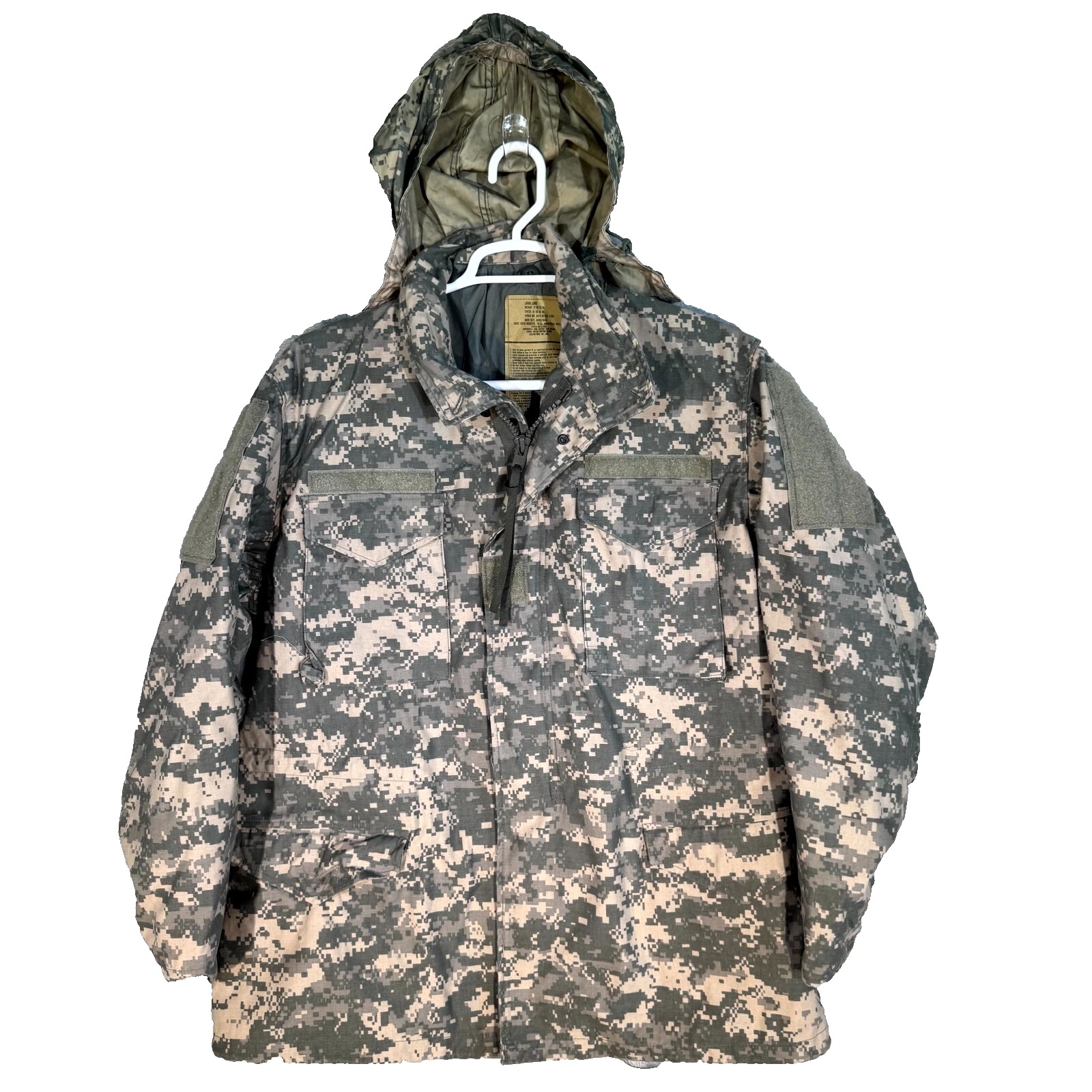 US Air Force Mens Military Jacket Large Green Camouflage Lined Full Zip Hood H30