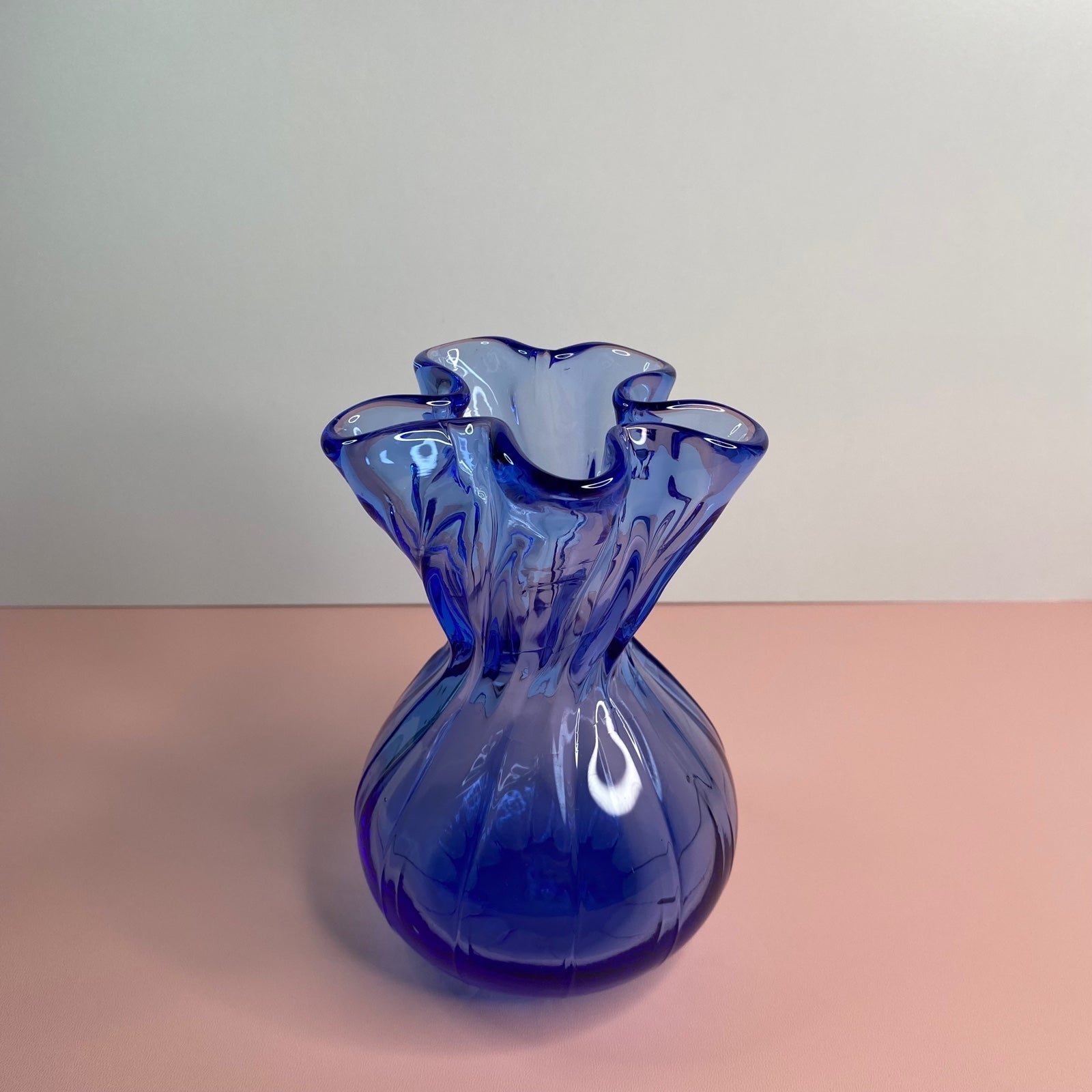 Vintage Murano• Petite blue handkerchief vase