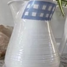 Yugoslavian KL Hand-painted Ceramic Pitcher WHITE Cottage RARE FIND