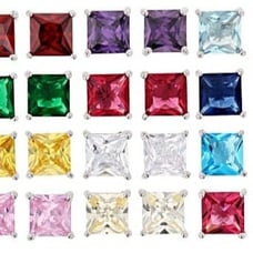 Stud Earrings Multi Color Simulants NEW