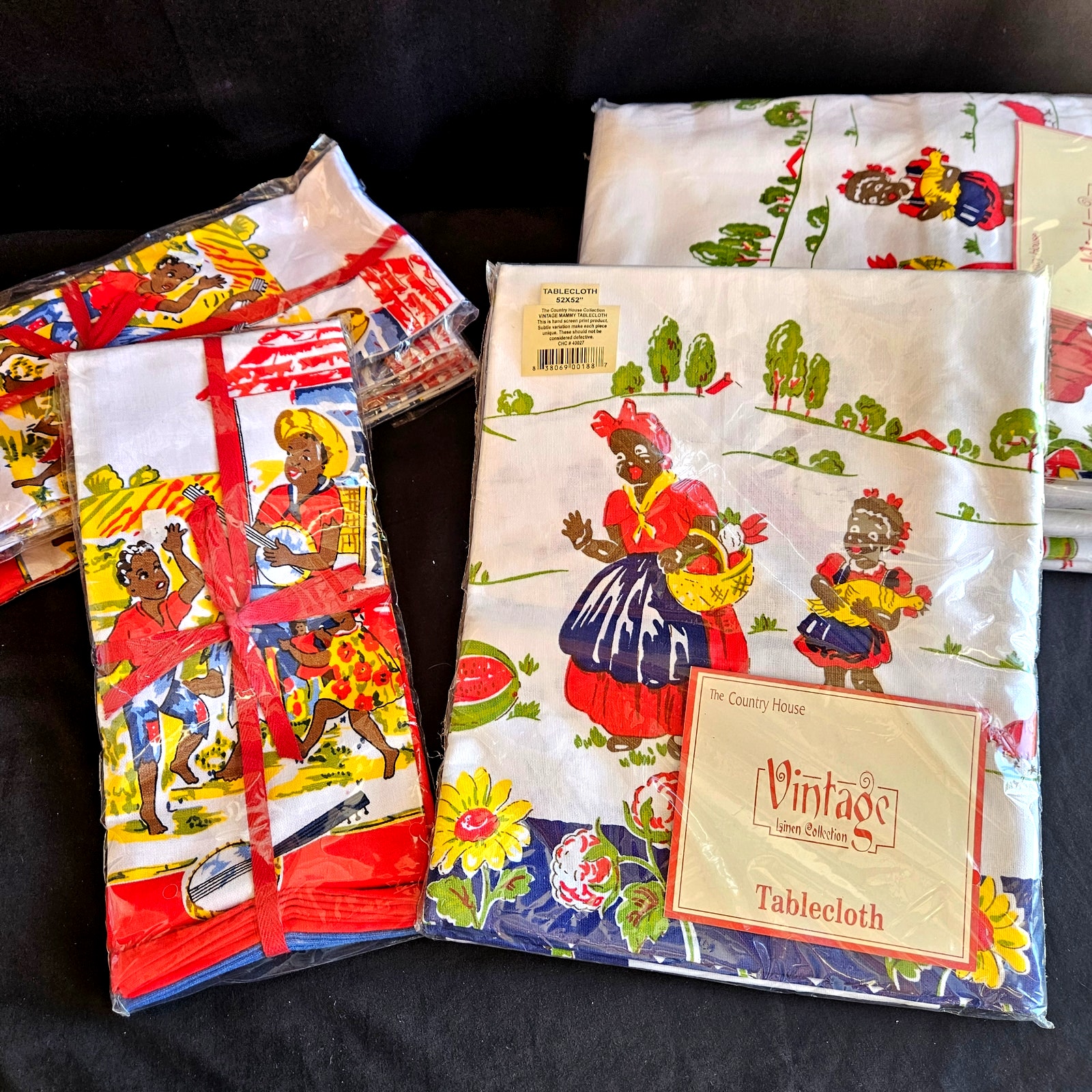 The Country House Vtg Linen Collection Americana Tabelcloth & Hand Towels Set