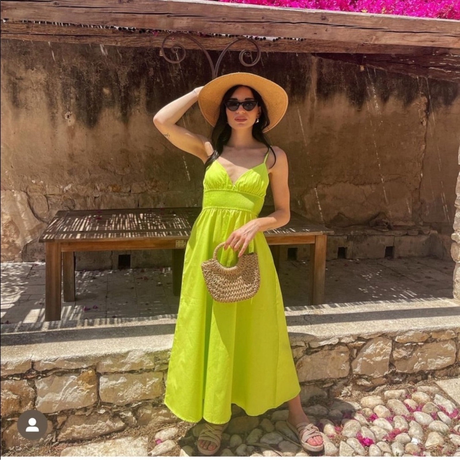 Zara Bloggers Fav Poplin Midi Dress Lime Green NWT Size Medium V Neck Pockets