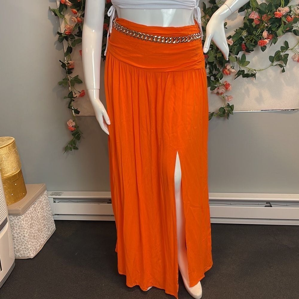 Micas Chunky Chain Slit Maxi Skirt Size XL