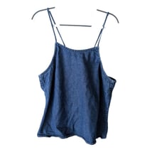 Vintage Old Navy Y2K Denim Crop Halter Spaghetti Strap Top Size Large