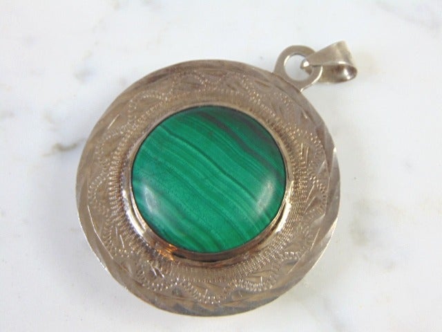 Sterling Malachite Reverse Pendant E2627