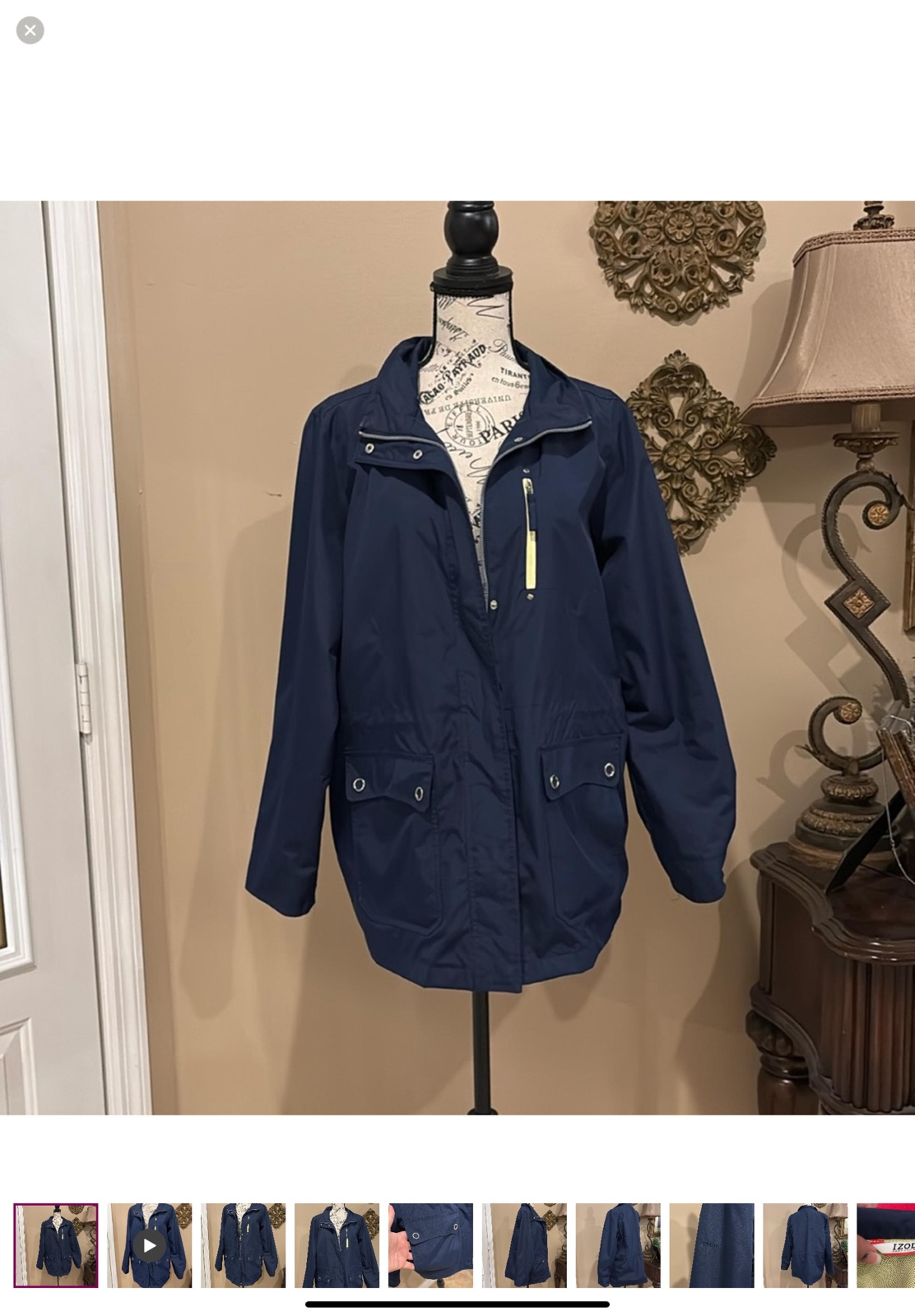 Izod Blue Utility Jacket with Zip Front and Drawstring Waist
