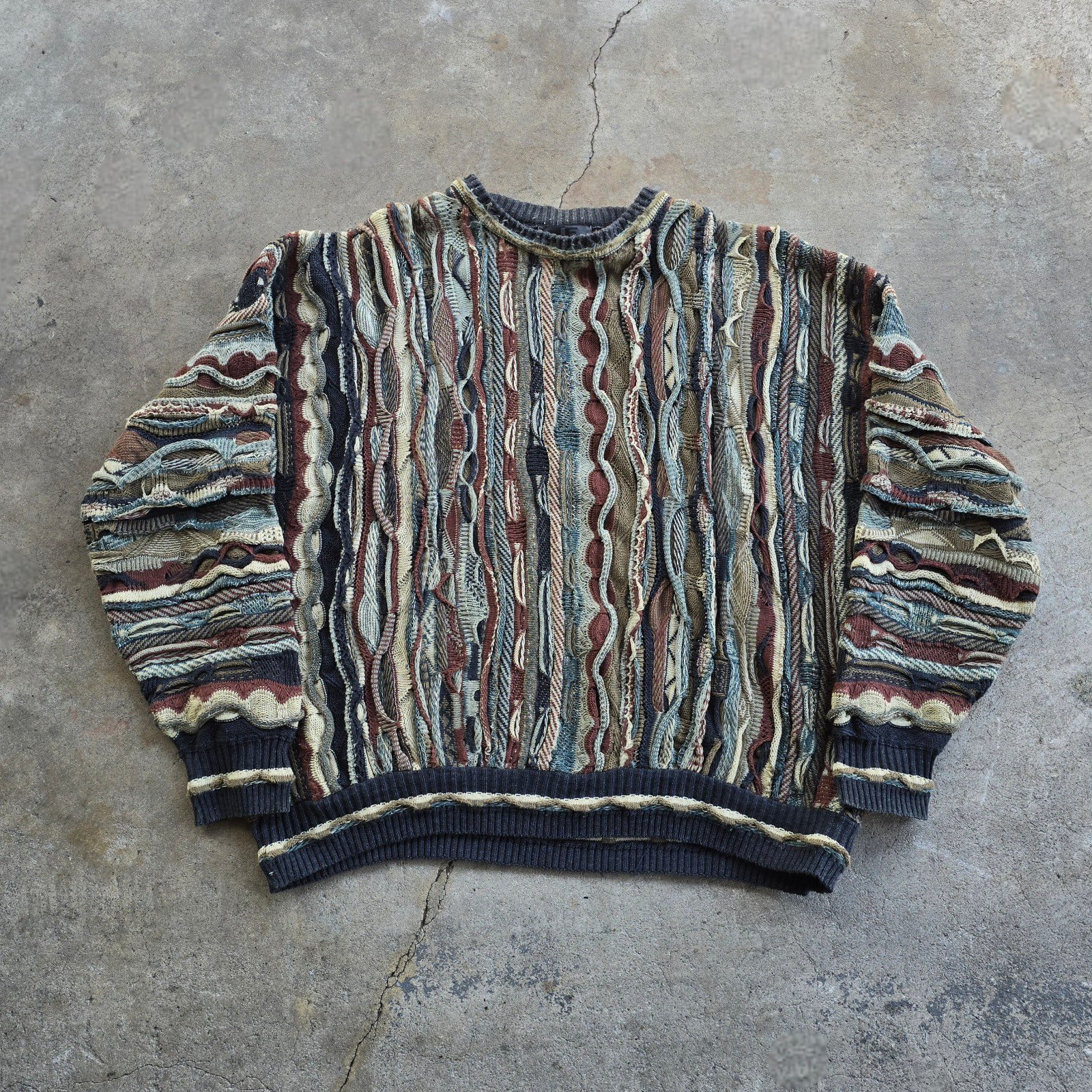 Vintage 90s J. Ferrar Coogi Inspired XX-Large 3-D Texture Knitted Sweater