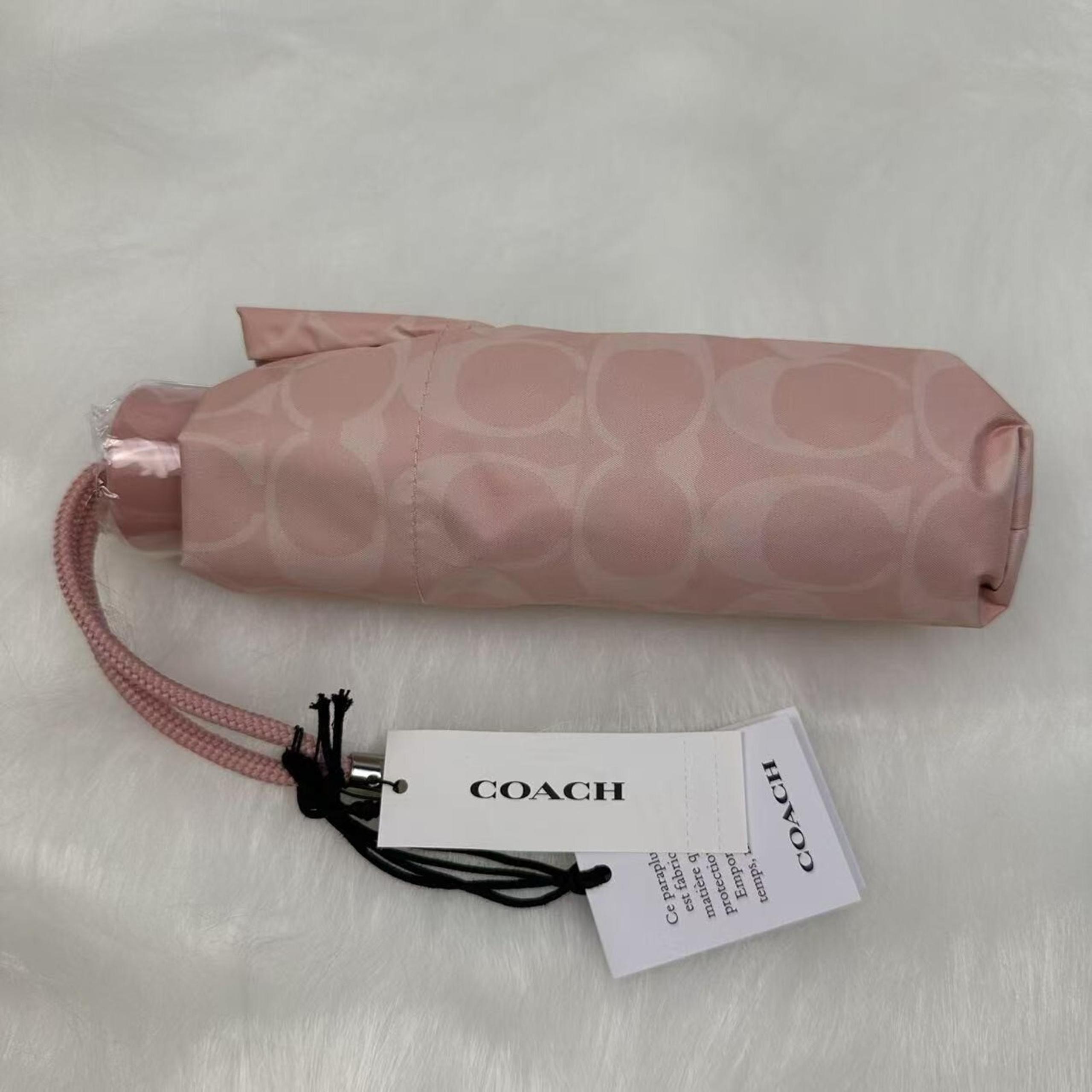 Coach UV Protection Mini Umbrella In Signature Logo In Powder Pink C4322 NWT