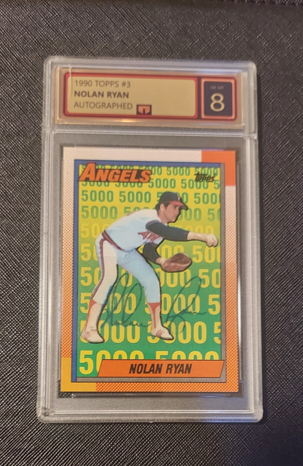 1990 Topps Nolan Ryan #3 Grade 8 Autographed