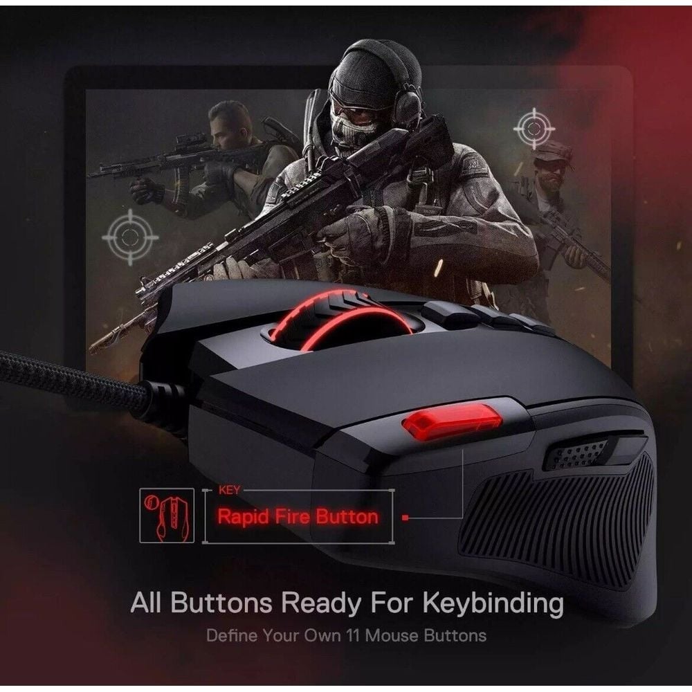 Brand New Redragon M612 Predator Rgb Gaming Mouse 8000 Dpi Backlit M612-RGB BO6