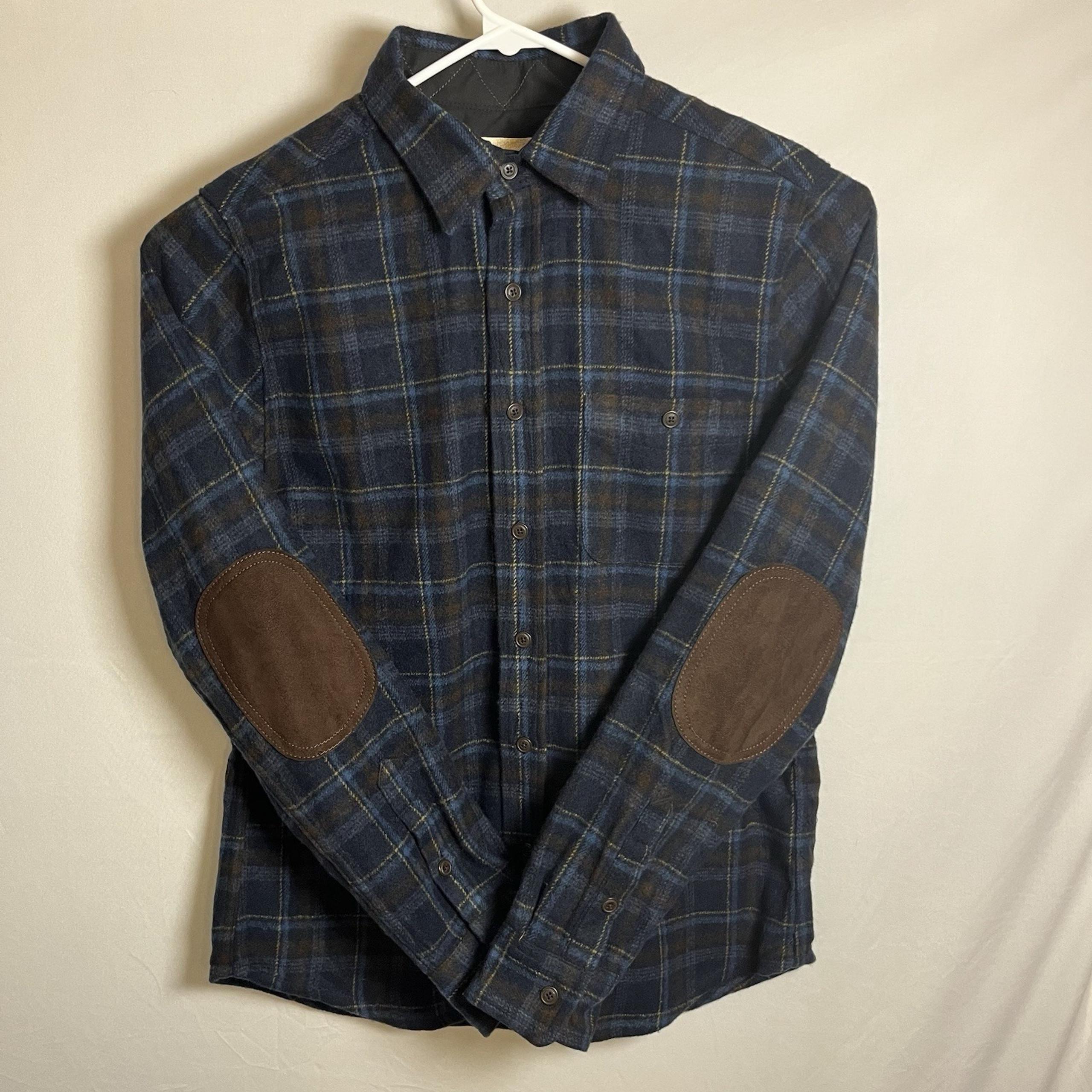 Outdoor Life Plaid Elbow Pad/Patch Long Sleeve Button Slim M Hunting Work Shirt