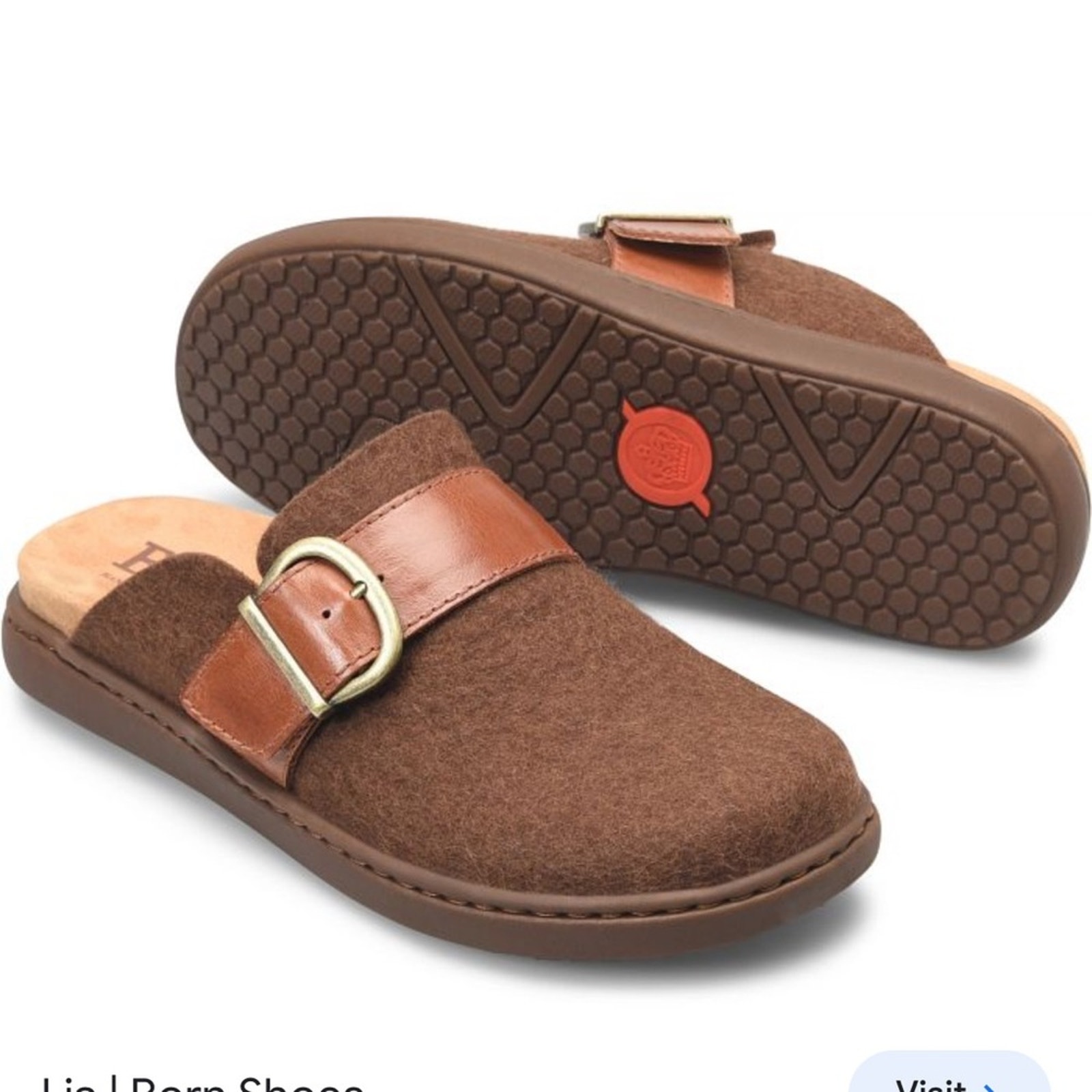 NEW Born Lia Felted Wool Slip On Shoes In Brown Felt Comfort Womens Size 7/38