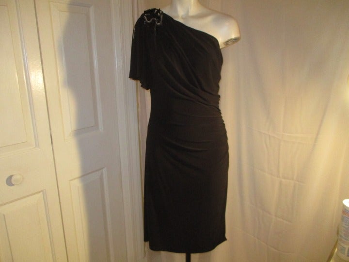 Badgley Mischka one shoulder knit dress